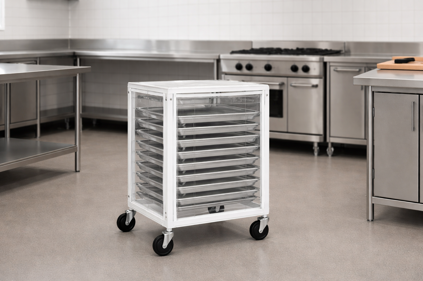 Clear Vinyl End Load Pan Rack Cover with Zipper, 28"L x 23"W x 32"H