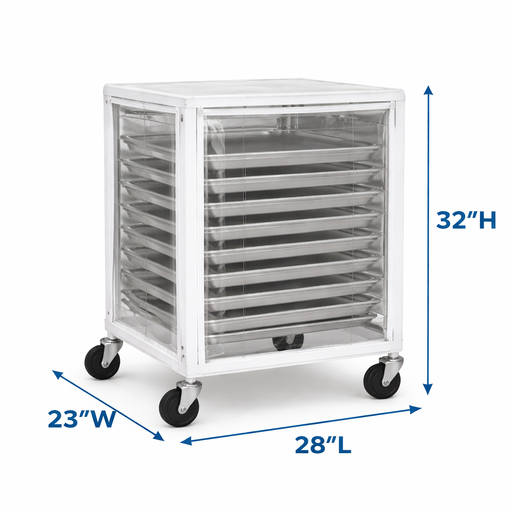 Clear Vinyl End Load Pan Rack Cover with Zipper, 28"L x 23"W x 32"H