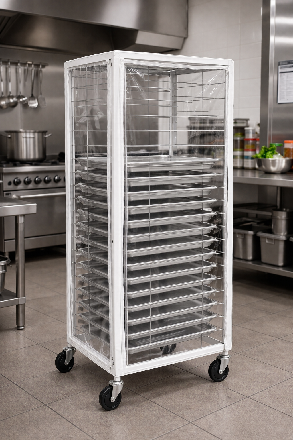 Clear Vinyl End Load Pan Rack Cover, 28" L x 23" W x 64" H