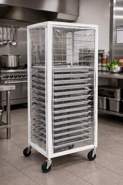 Clear Vinyl End Load Pan Rack Cover, 28" L x 23" W x 64" H