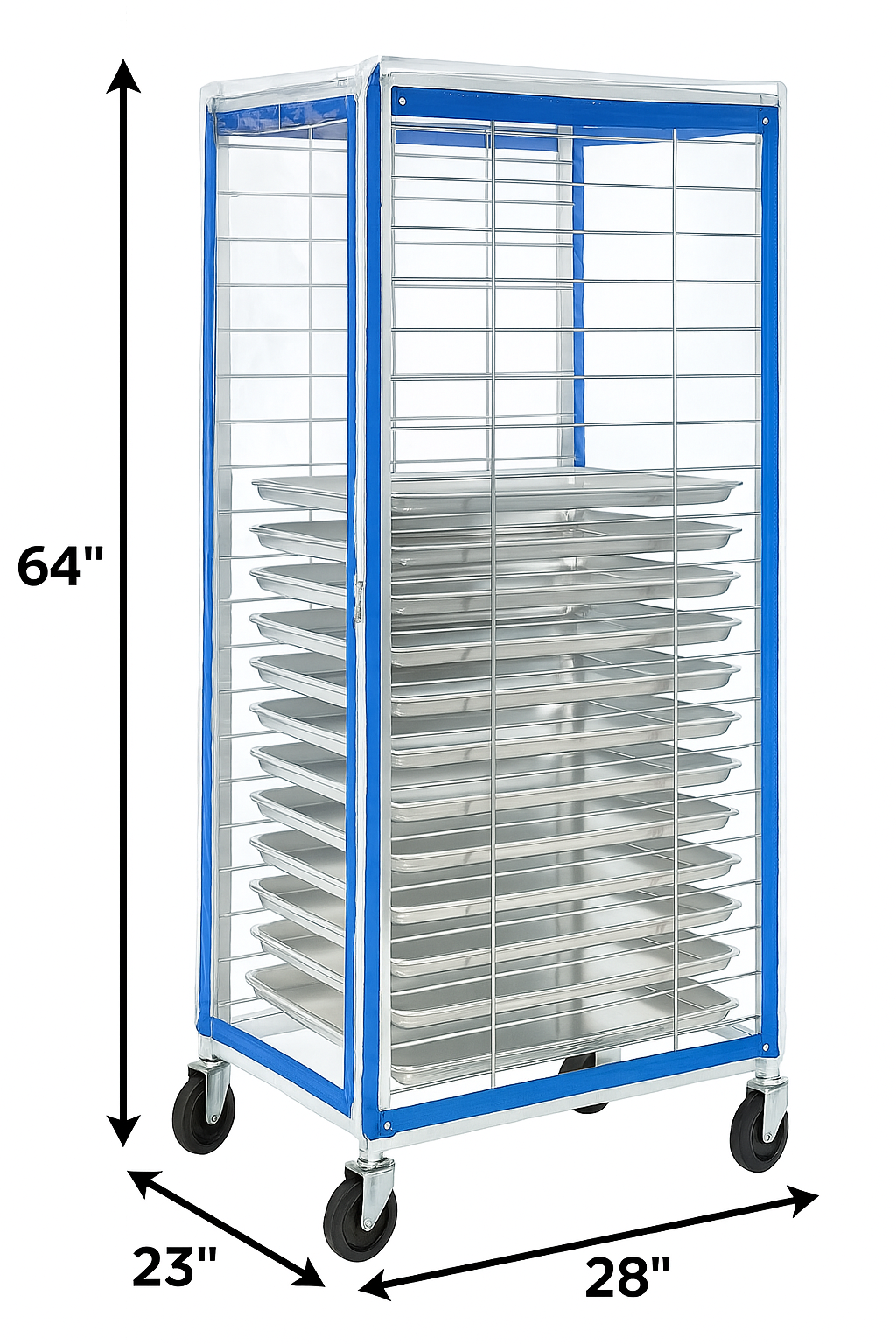 Coverall Worcester End Load Pan Rack Cover Clear Vinyl - 28"L x 23"W x 64"H